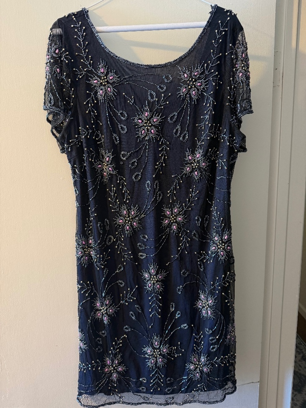 Prelude Navy Beaded Sequin Evening Dress | Size 16 |